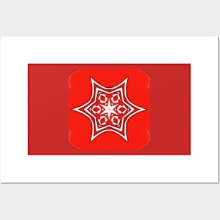 Bright Red Kaleidoscope Pattern (Seamless) 4 Posters and Art